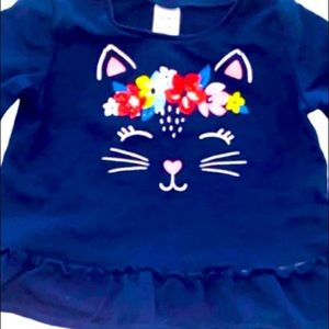 Carter’s Blue Kitty Peplum Sweatshirt 24 mos EUC